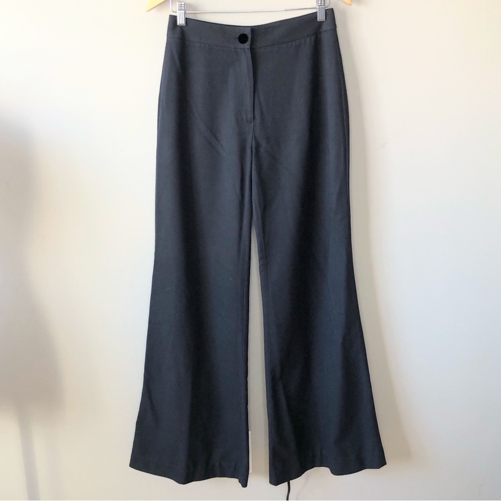 Manoush Black Wool Blend High Waist Super Wide flare Leg Trouser Pants 8